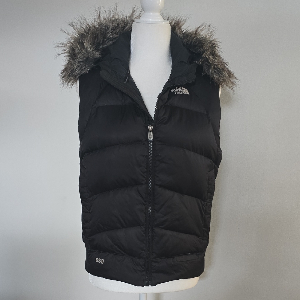 The North Face Black Puffer Vest with Faux Fur Trim Women's Medium